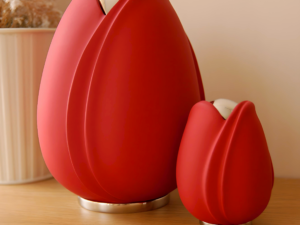 A1052 Tulip Standard Adult Urn Red & Pol Silver - Image 1