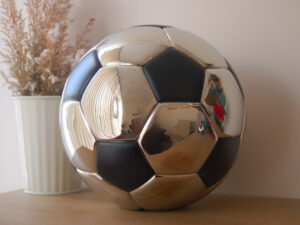A1150 Football Standard Adult Urn Matt Black & Pol Silver - Image 1