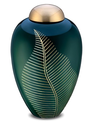 A540 Elegant Leaf Adult Urn Green & Bru Gold 3.4ltr