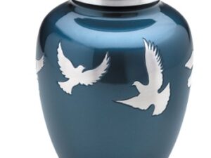 A572 Divine Flying Doves Standard Adult Urn Blue & Bru Pewter